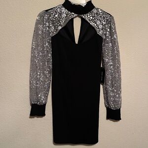 Sparkly Black & Silver Mini Dress